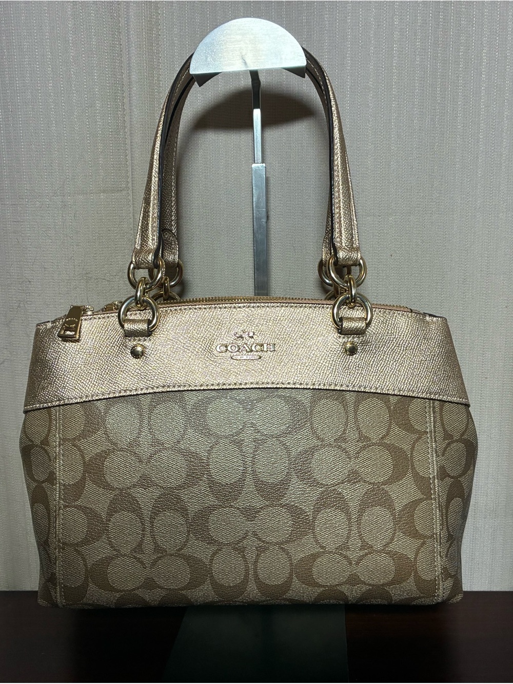 Coach Metallic Gold Signature Shoulder Satchel